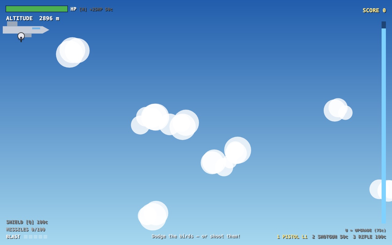 Freefall phase: the plane and clouds at 2896 meters altitude